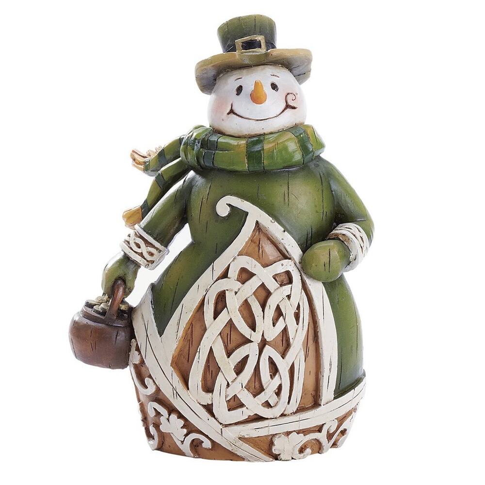 Roman, Inc. Woodcut-Style Resin Celtic Irish Snowman 6” Christmas Decor Figurine